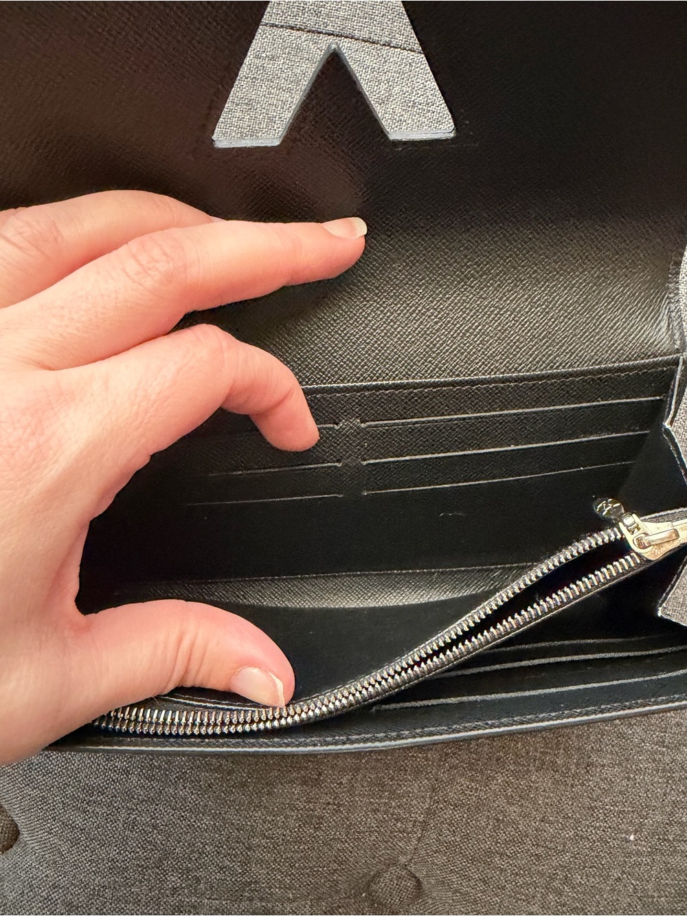 Authentic Louis Vuitton Black Epi Leather Wallet with Silver LV Emblem - Picture 7 of 9